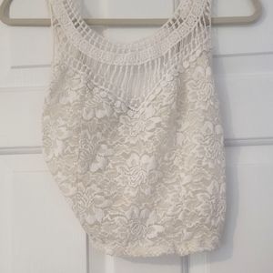 Cream lace crop top